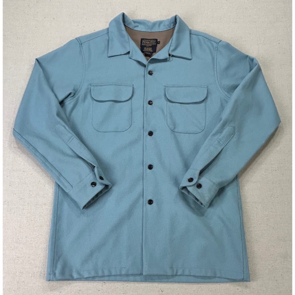 Pendleton Board Shirt Men's Medium Loop Collar 100% Virgin Wool Flannel Jacket